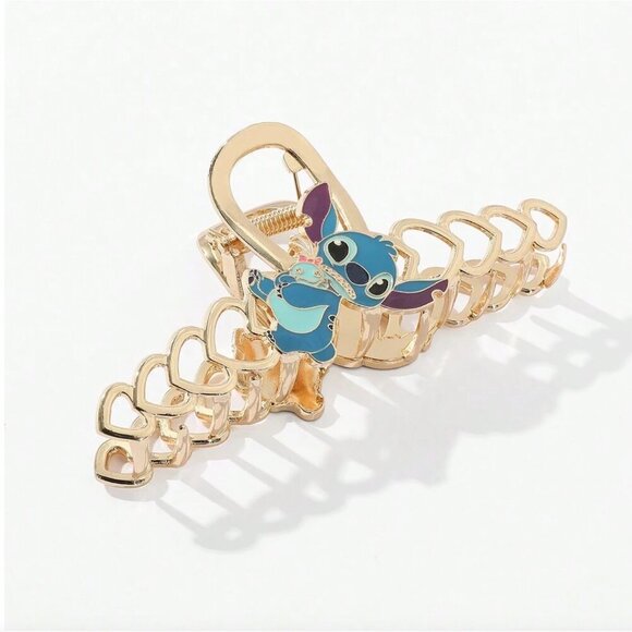 Disney Stitch Metal Hair Claw Clip Gold Metal Large - Picture 1 of 7